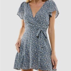 Trixxi Floral Mini Dress Faux Wrap Size L